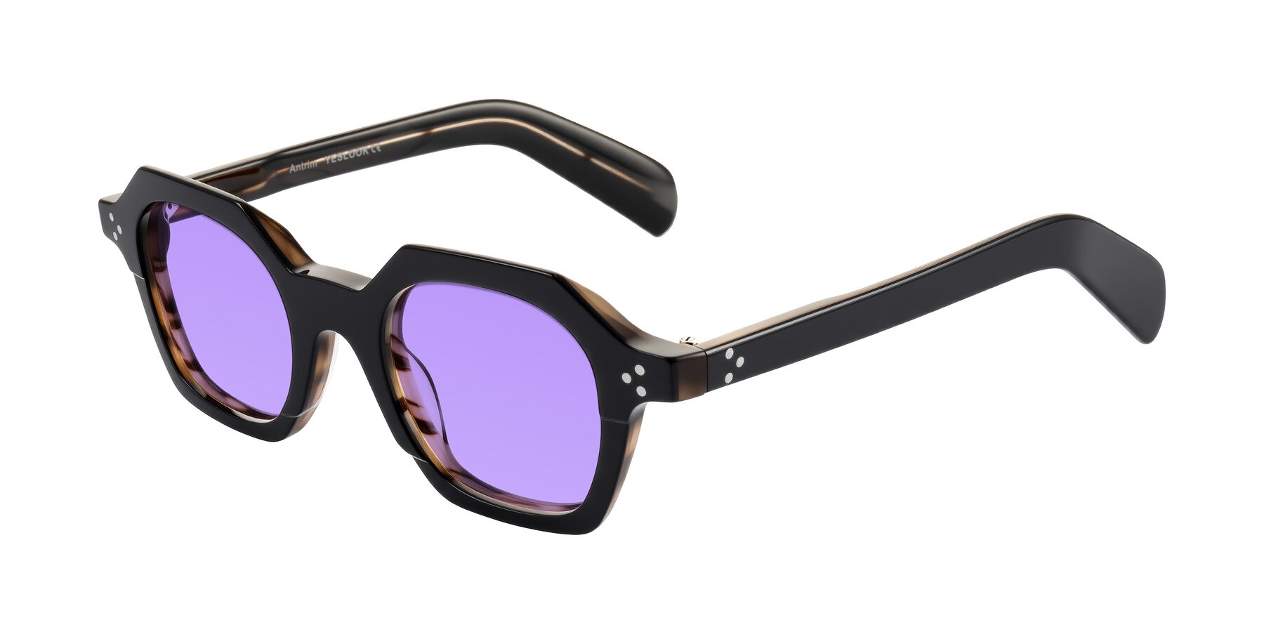 Angle of Antrim in Black/Brown Striped with Medium Purple Tinted Lenses