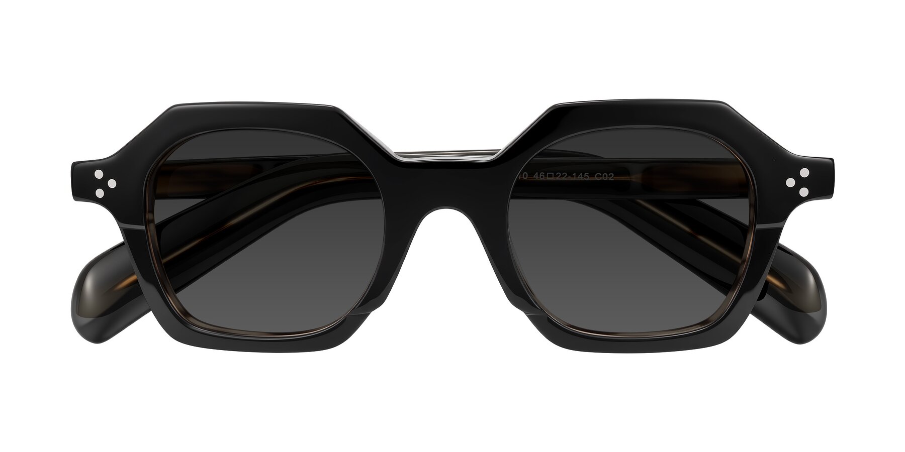 Folded Front of Antrim in Black/Brown Striped with Gray Tinted Lenses