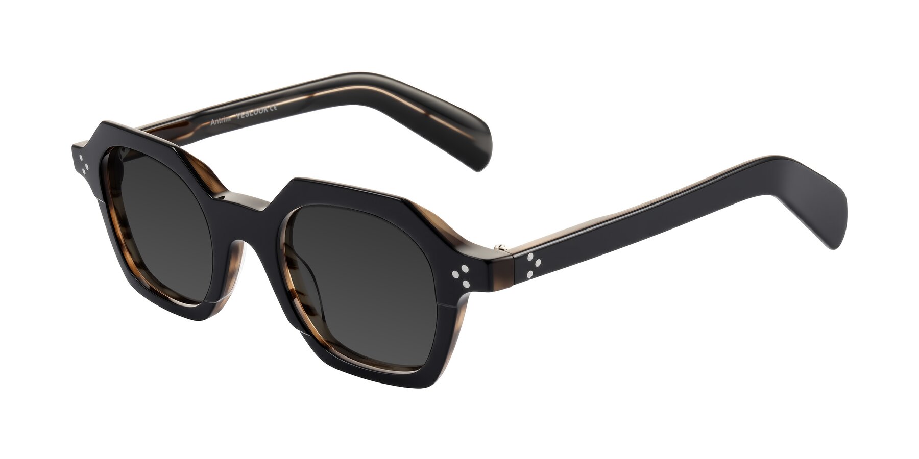 Angle of Antrim in Black/Brown Striped with Gray Tinted Lenses