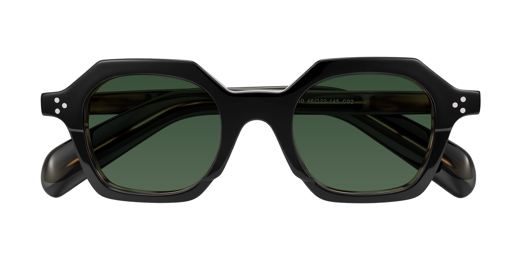 Folded Front of Antrim in Black/Brown Striped with Green Tinted Lenses