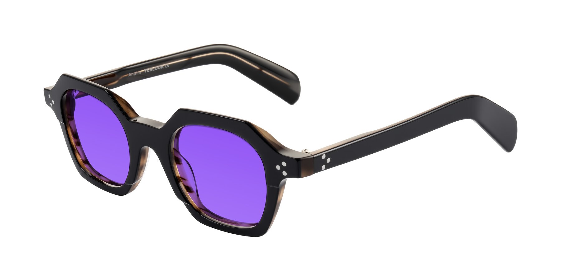 Angle of Antrim in Black/Brown Striped with Purple Tinted Lenses