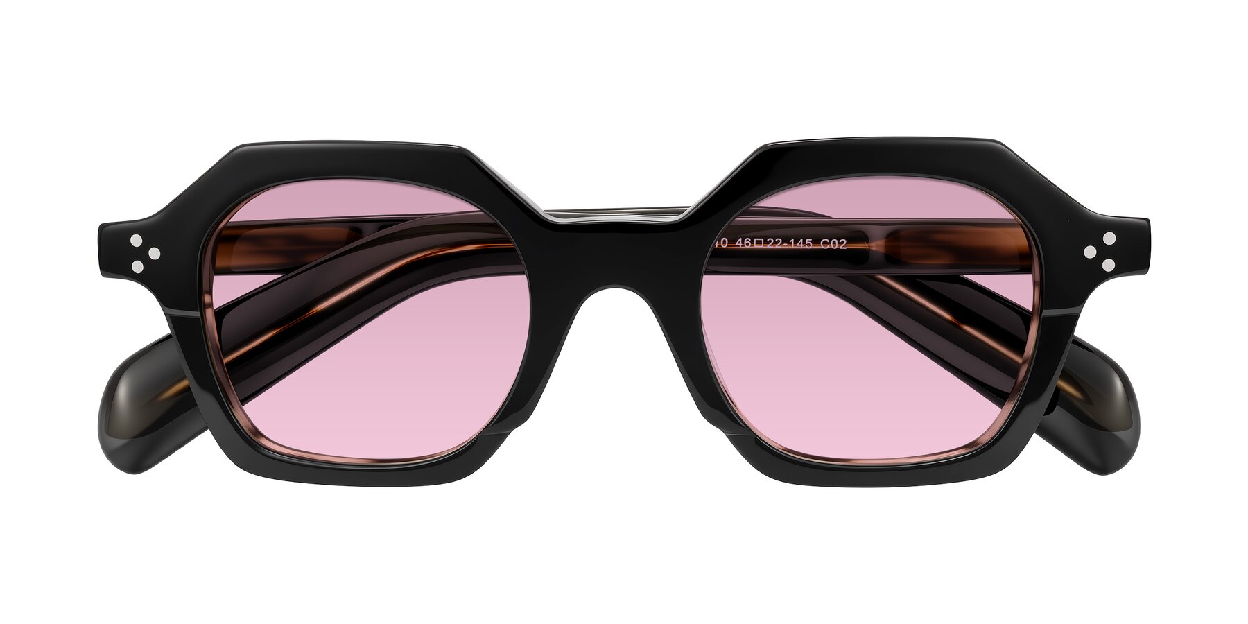 Folded Front of Antrim in Black/Brown Striped with Light Wine Tinted Lenses