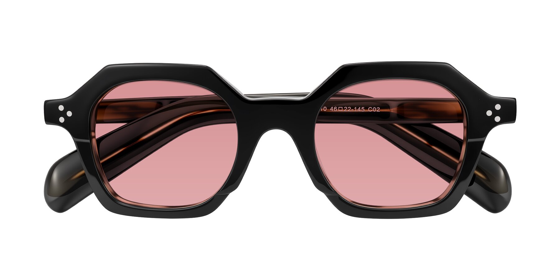 Folded Front of Antrim in Black/Brown Striped with Medium Garnet Tinted Lenses