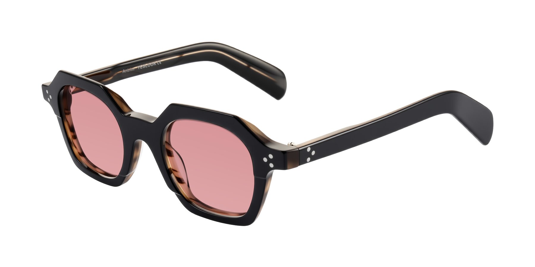 Angle of Antrim in Black/Brown Striped with Medium Garnet Tinted Lenses