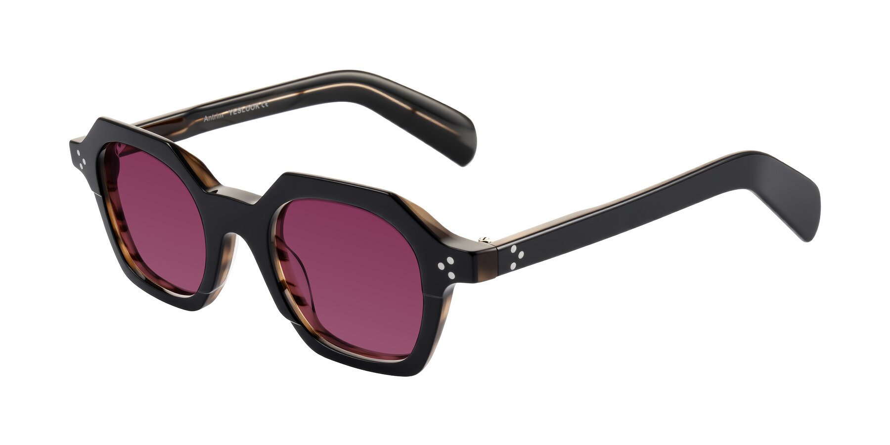 Angle of Antrim in Black/Brown Striped with Wine Tinted Lenses