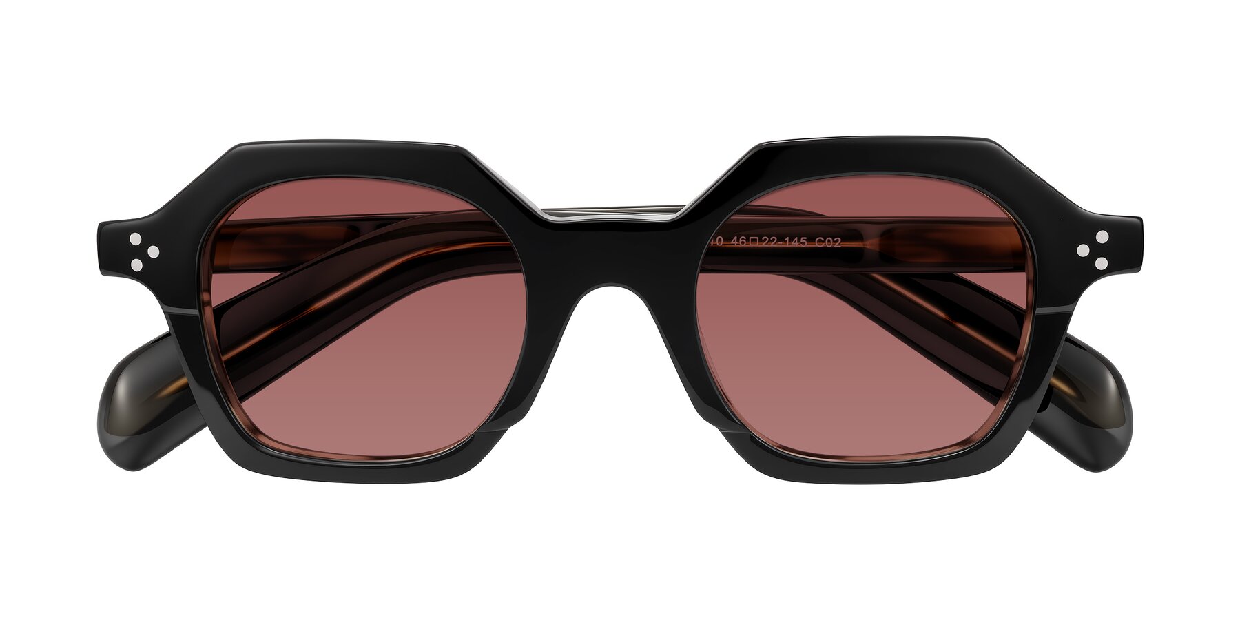 Folded Front of Antrim in Black/Brown Striped with Garnet Tinted Lenses