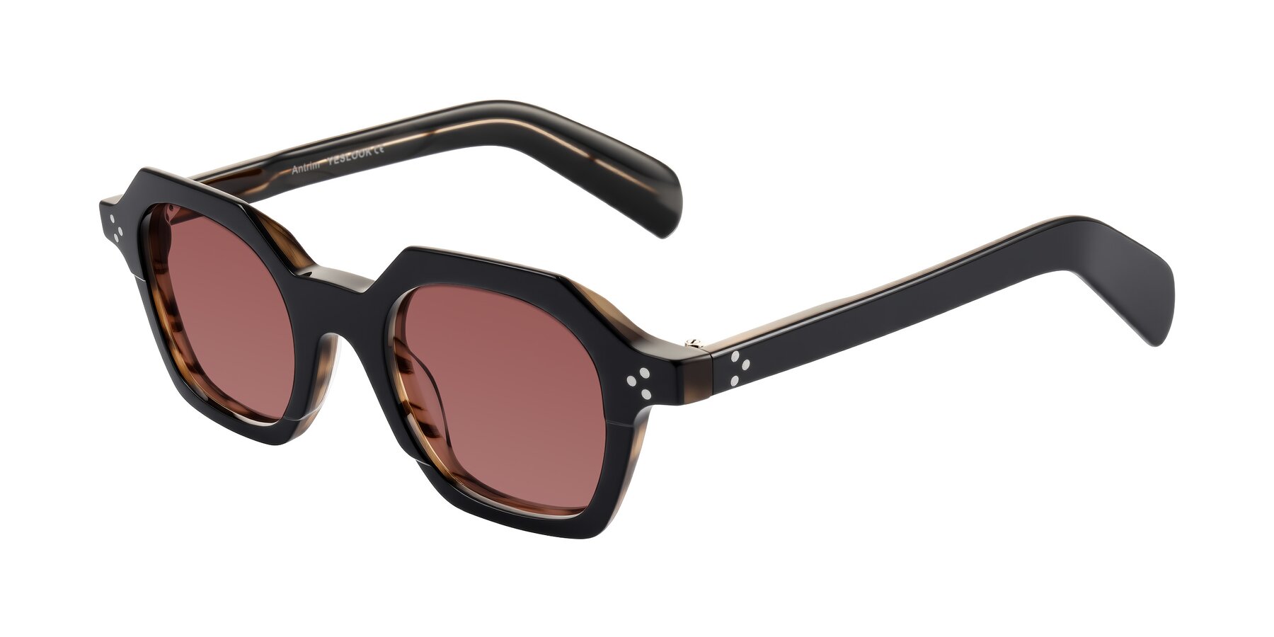 Angle of Antrim in Black/Brown Striped with Garnet Tinted Lenses