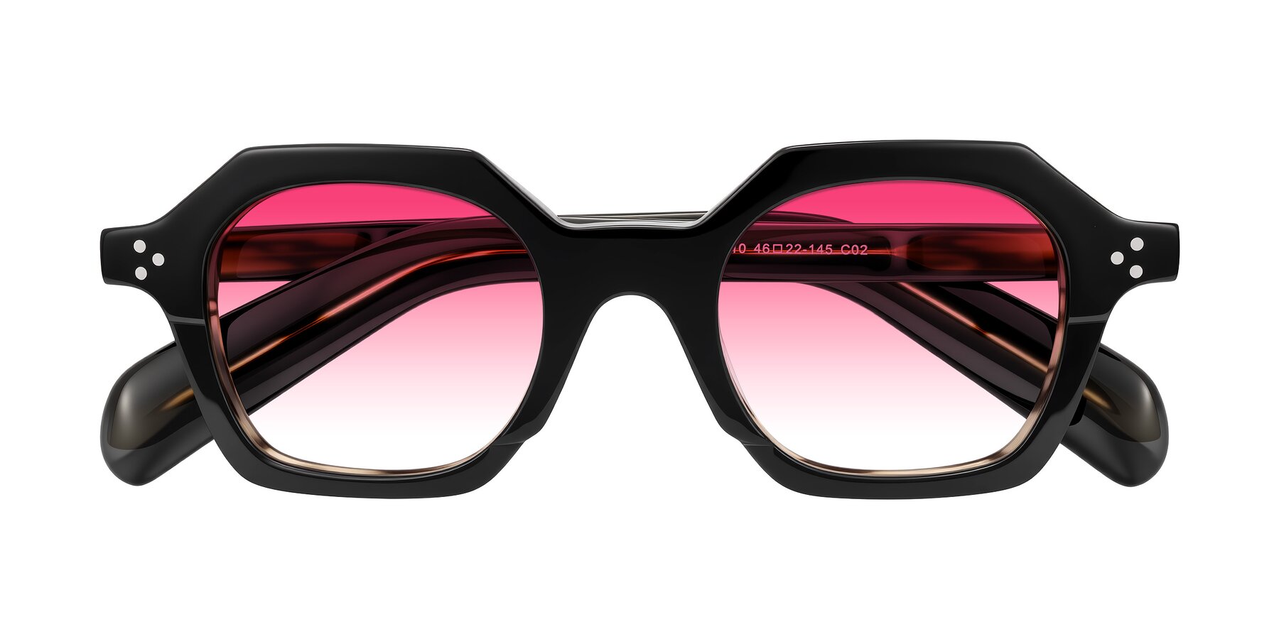 Folded Front of Antrim in Black/Brown Striped with Pink Gradient Lenses