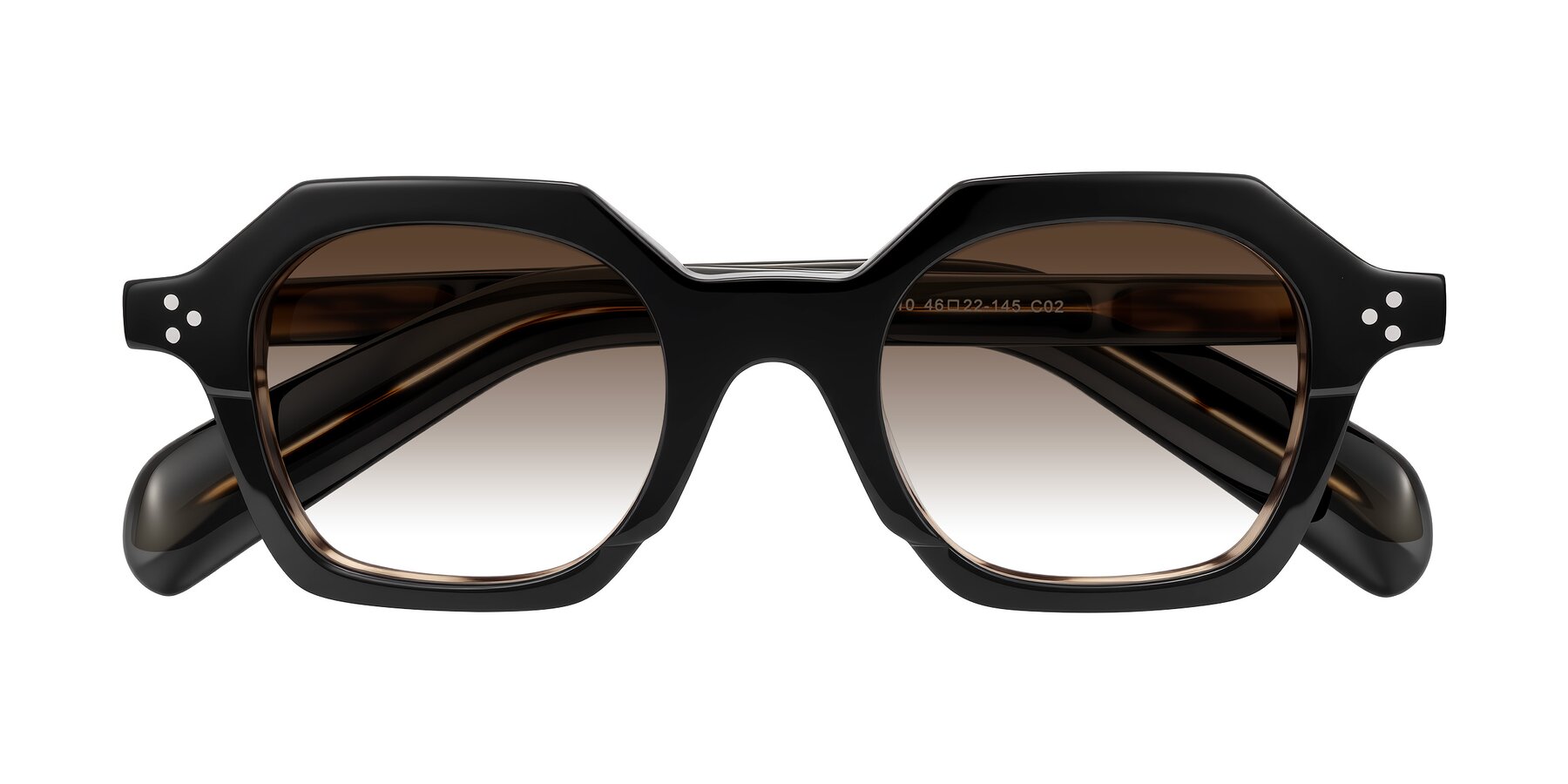 Folded Front of Antrim in Black/Brown Striped with Brown Gradient Lenses