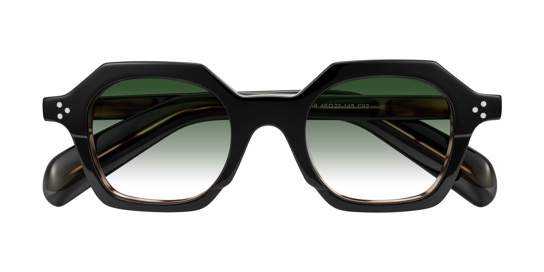 Folded Front of Antrim in Black/Brown Striped with Green Gradient Lenses