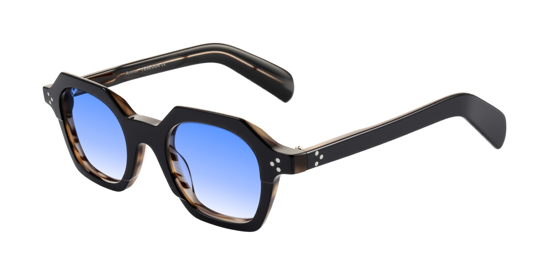 Angle of Antrim in Black/Brown Striped with Blue Gradient Lenses