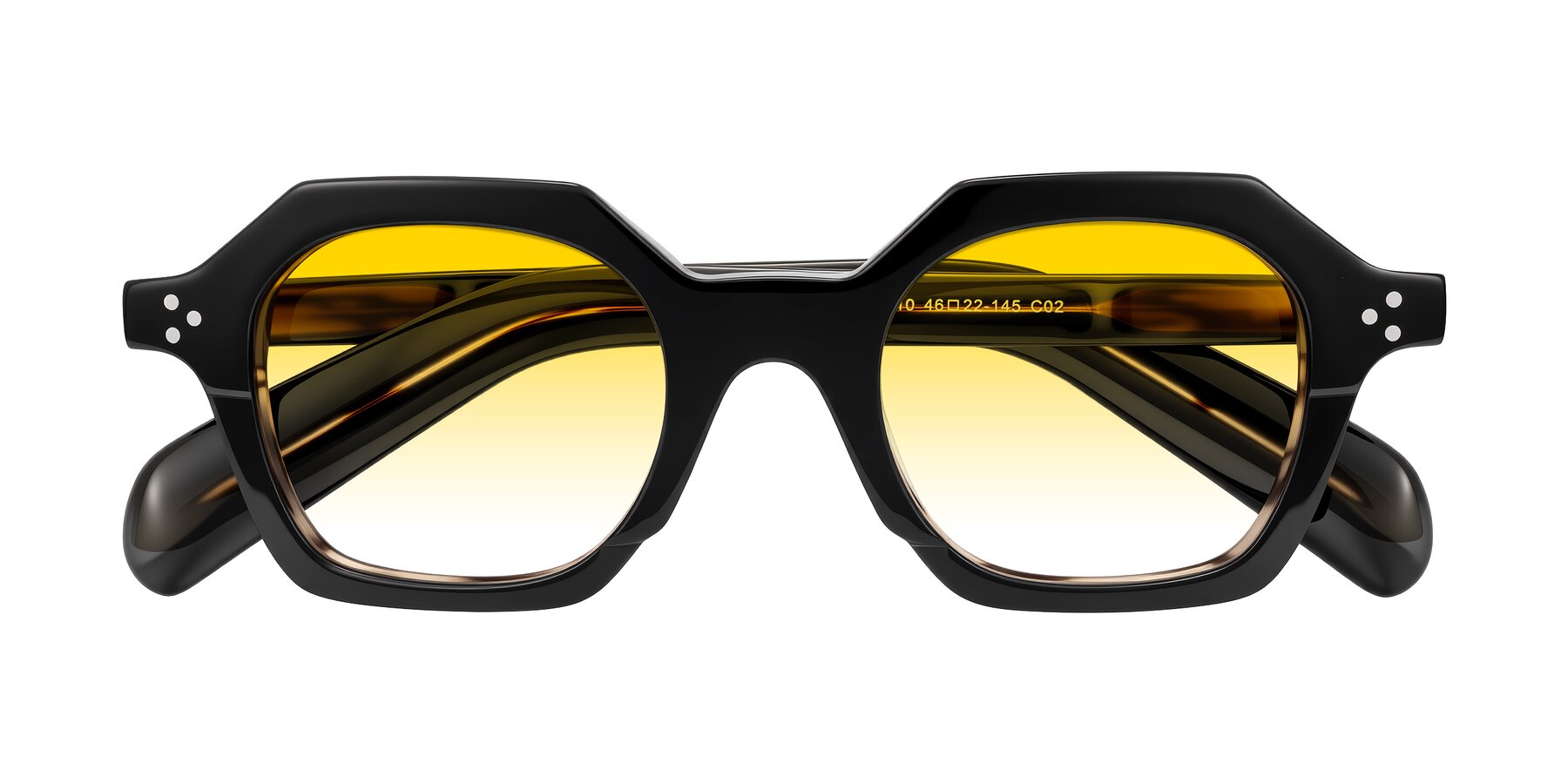 Folded Front of Antrim in Black/Brown Striped with Yellow Gradient Lenses