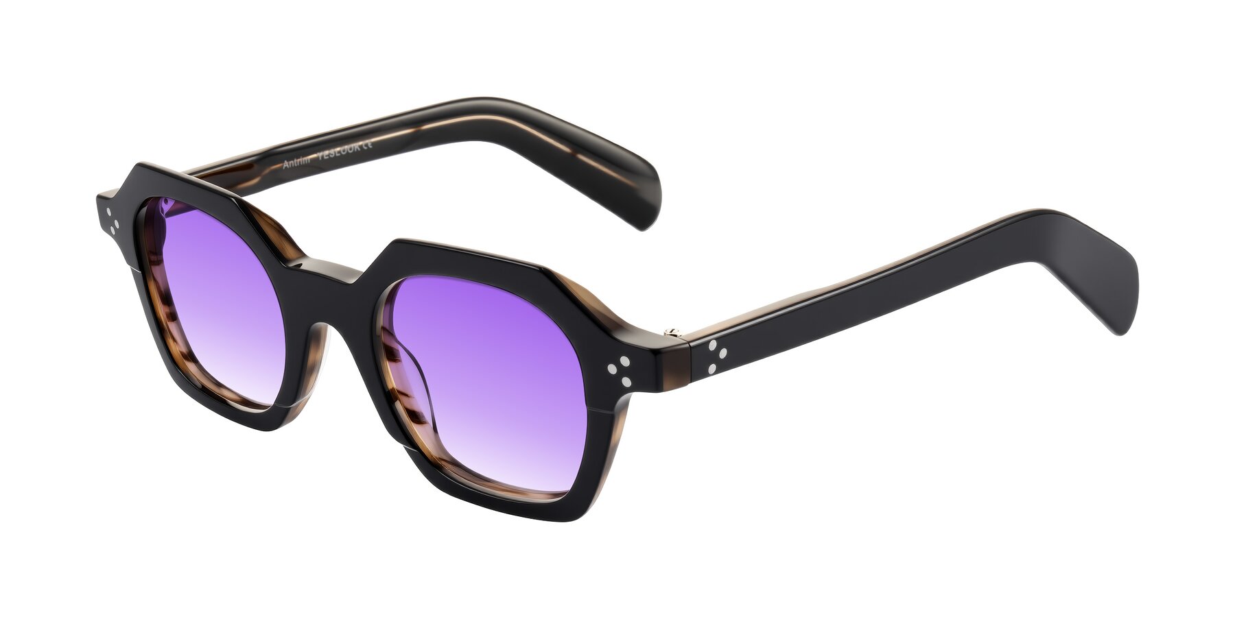 Angle of Antrim in Black/Brown Striped with Purple Gradient Lenses