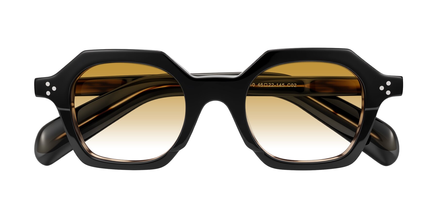 Folded Front of Antrim in Black/Brown Striped with Champagne Gradient Lenses