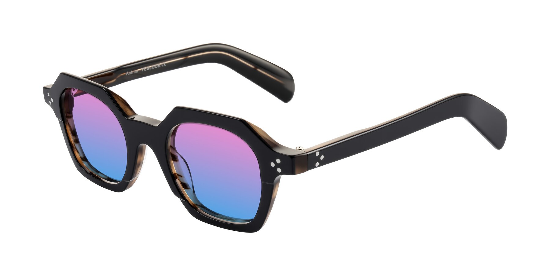 Angle of Antrim in Black/Brown Striped with Pink / Blue Gradient Lenses