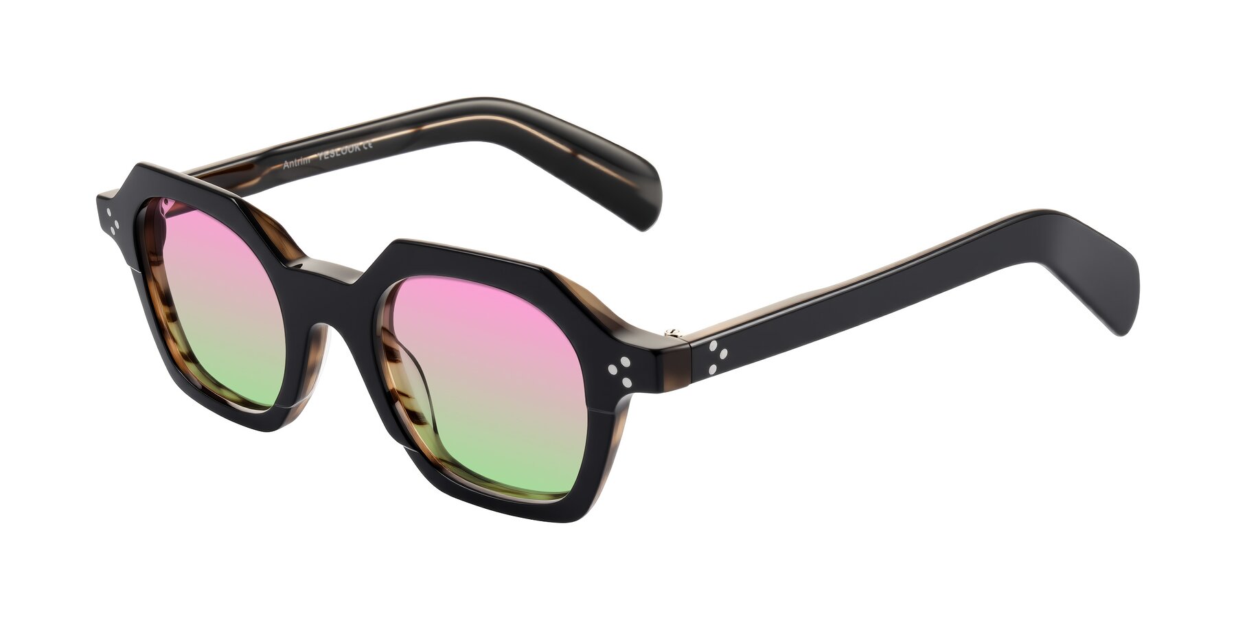 Angle of Antrim in Black/Brown Striped with Pink / Green Gradient Lenses
