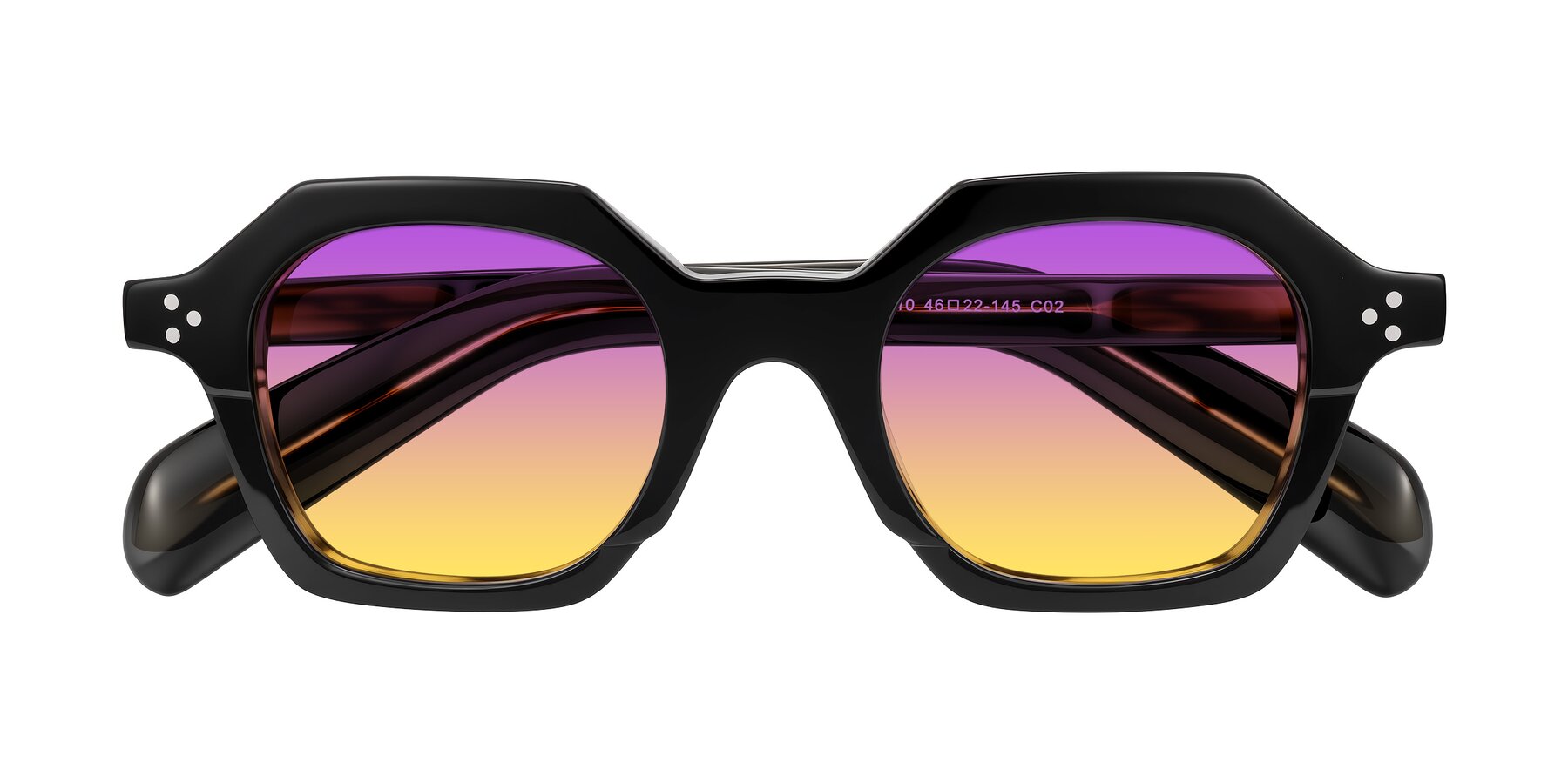 Folded Front of Antrim in Black/Brown Striped with Purple / Yellow Gradient Lenses