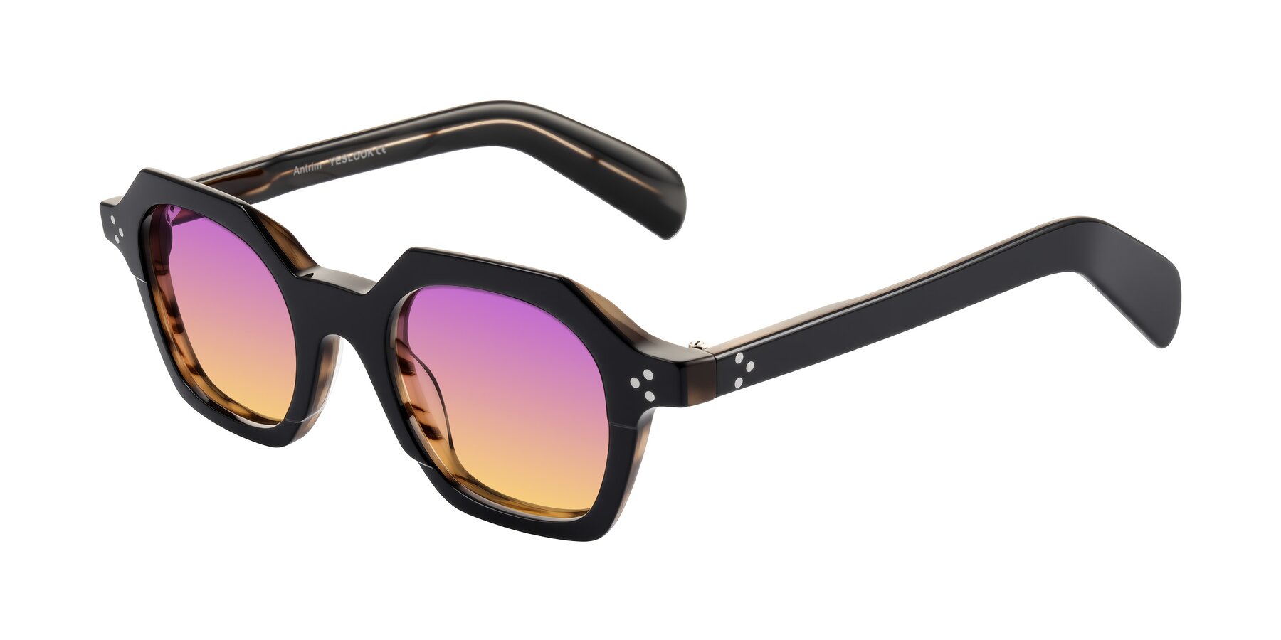 Angle of Antrim in Black/Brown Striped with Purple / Yellow Gradient Lenses