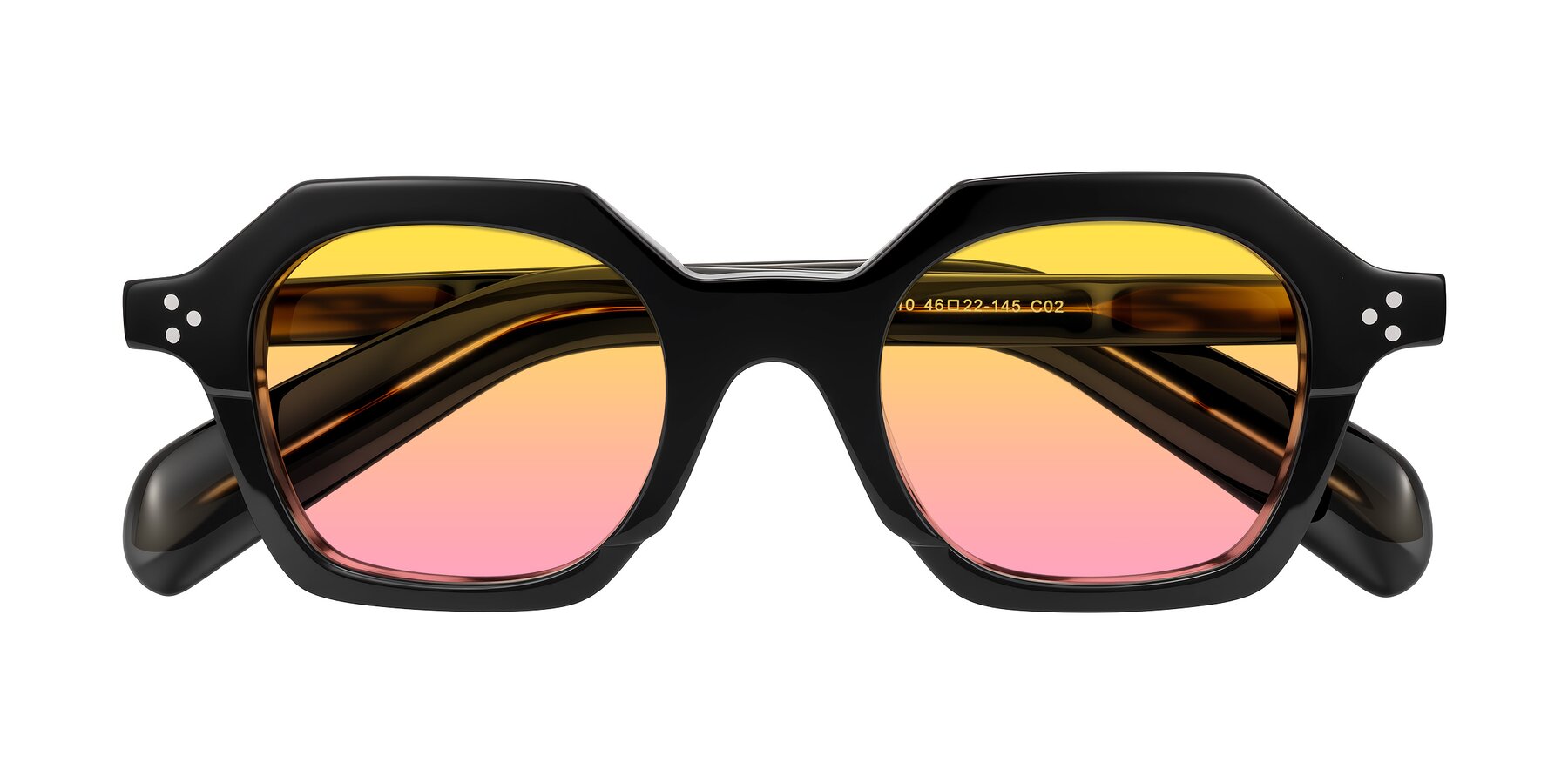 Folded Front of Antrim in Black/Brown Striped with Yellow / Pink Gradient Lenses