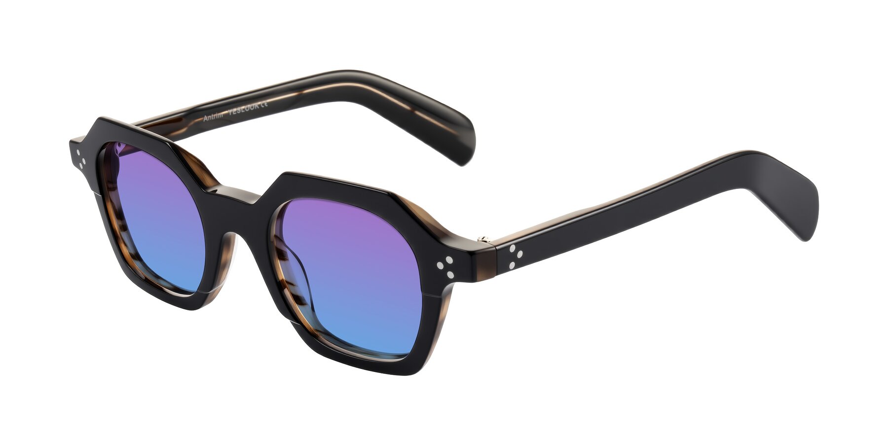 Angle of Antrim in Black/Brown Striped with Purple / Blue Gradient Lenses