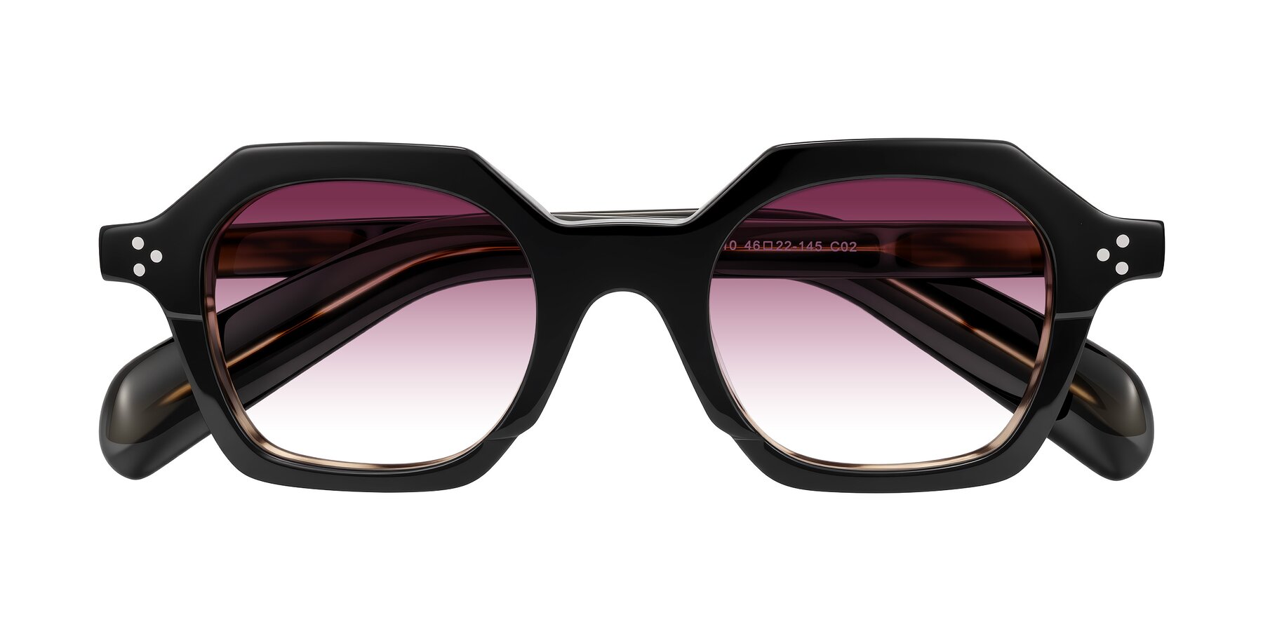 Folded Front of Antrim in Black/Brown Striped with Wine Gradient Lenses