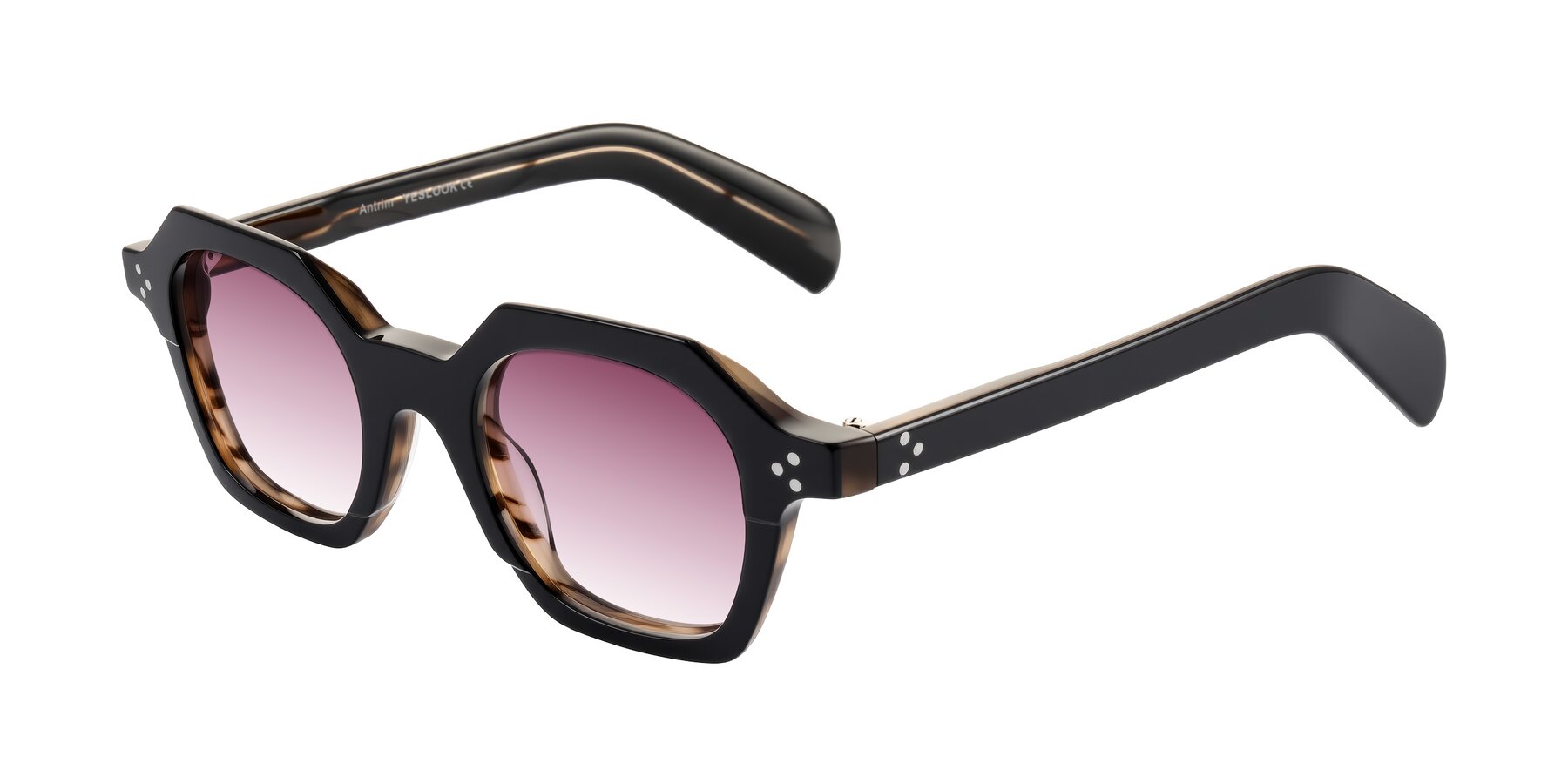 Angle of Antrim in Black/Brown Striped with Wine Gradient Lenses