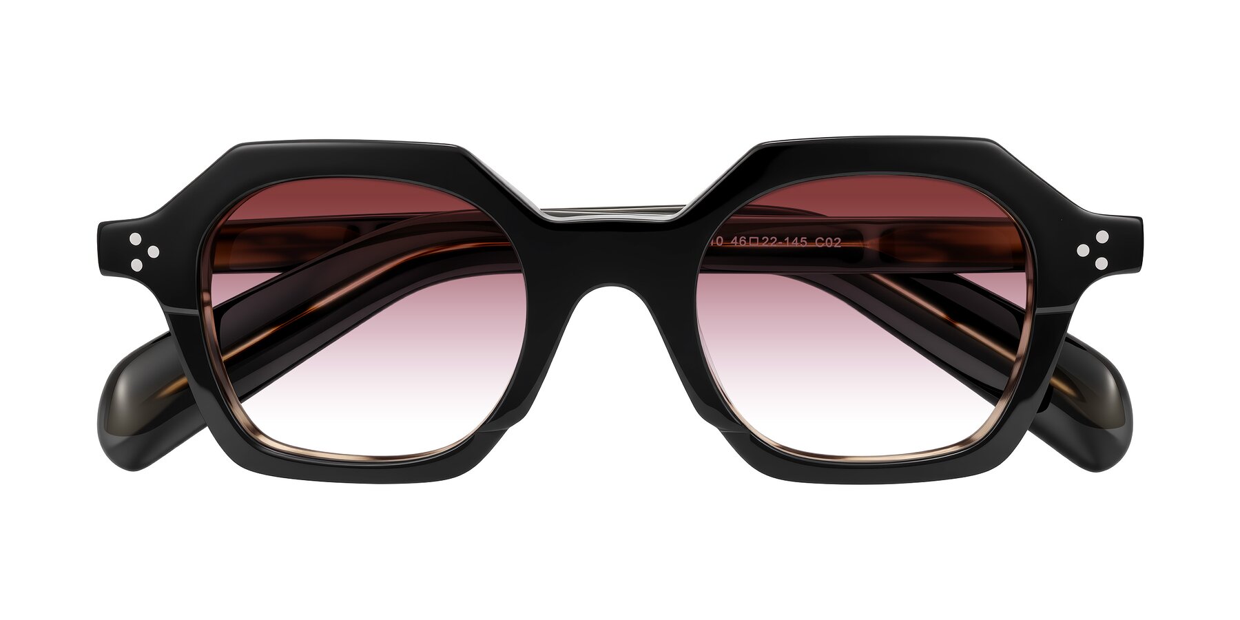 Folded Front of Antrim in Black/Brown Striped with Garnet Gradient Lenses