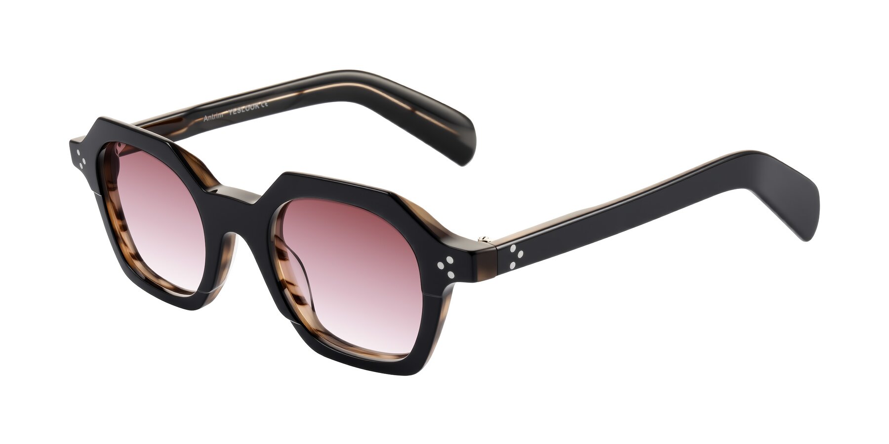 Angle of Antrim in Black/Brown Striped with Garnet Gradient Lenses