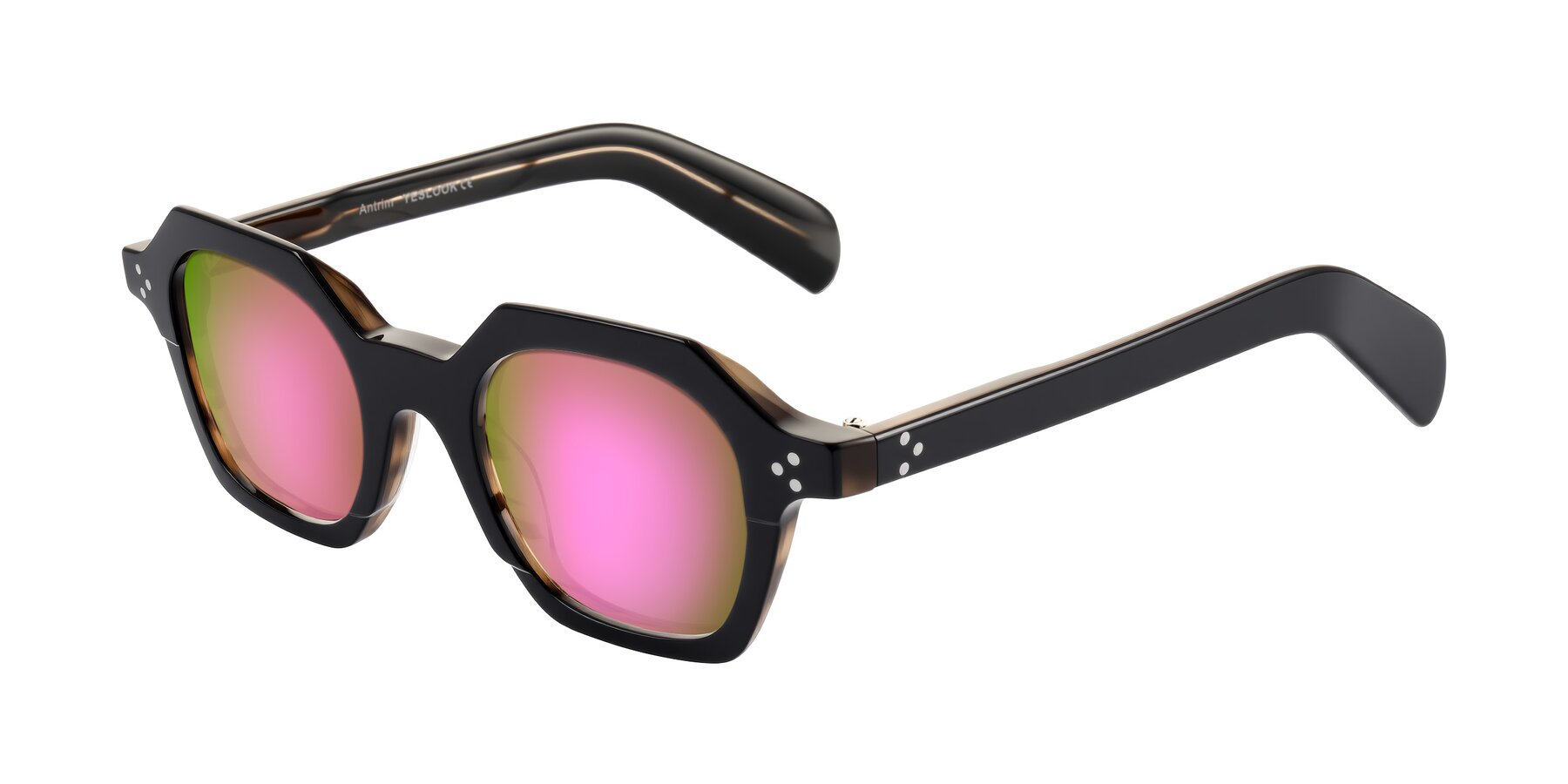 Angle of Antrim in Black/Brown Striped with Pink Mirrored Lenses