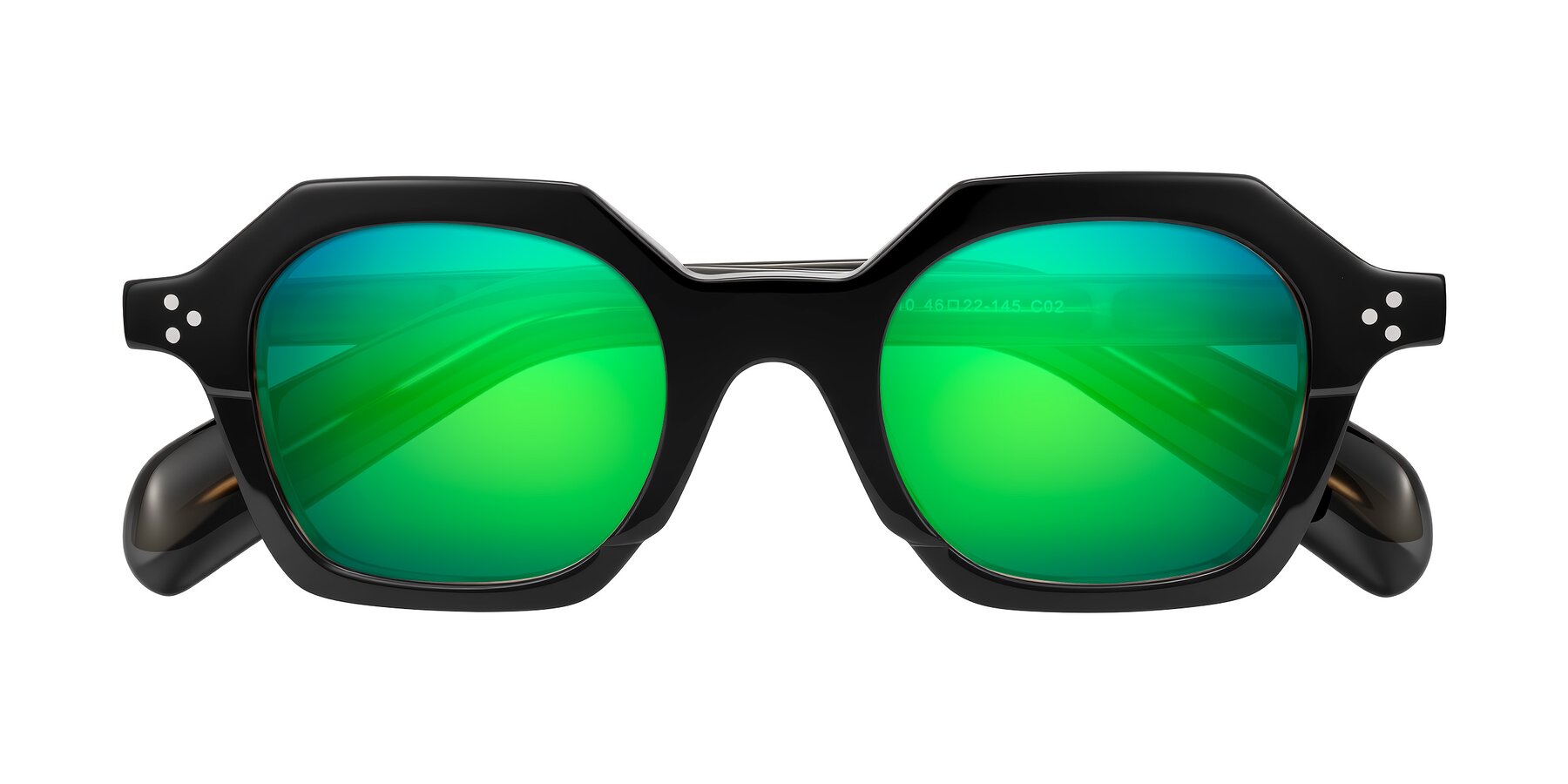 Folded Front of Antrim in Black/Brown Striped with Green Mirrored Lenses