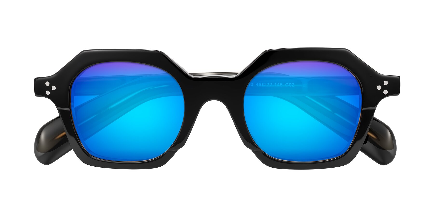 Folded Front of Antrim in Black/Brown Striped with Blue Mirrored Lenses