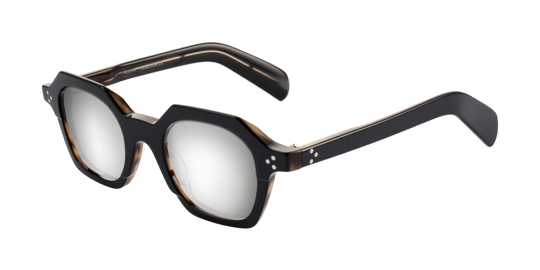 Angle of Antrim in Black/Brown Striped with Silver Mirrored Lenses