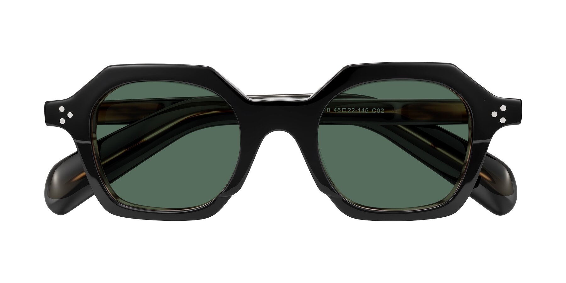Folded Front of Antrim in Black/Brown Striped with Green Polarized Lenses