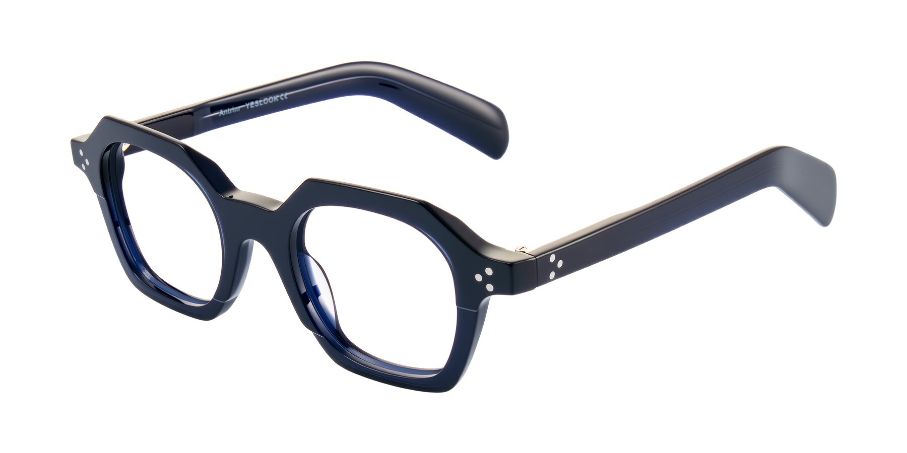Angle of Antrim in Dark Black Blue with Clear Eyeglass Lenses
