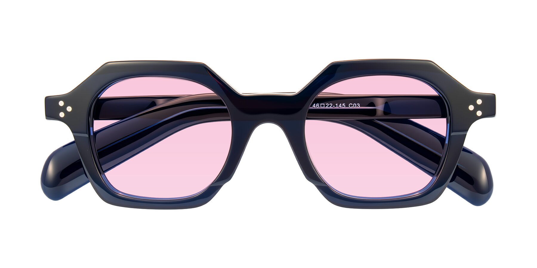Folded Front of Antrim in Dark Black Blue with Light Pink Tinted Lenses