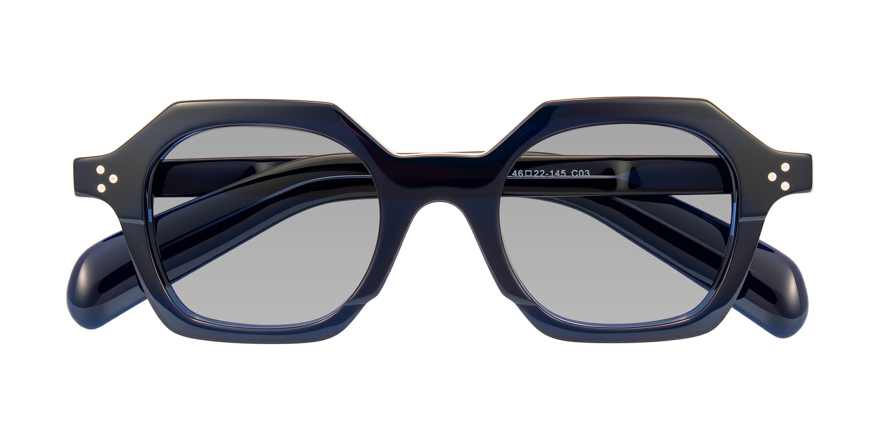 Folded Front of Antrim in Dark Black Blue with Light Gray Tinted Lenses