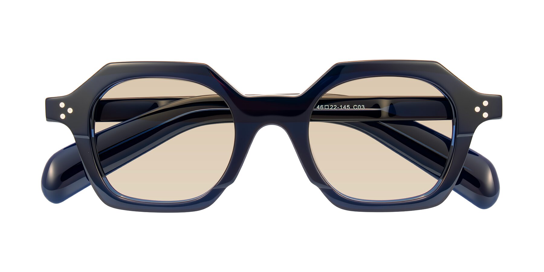 Folded Front of Antrim in Dark Black Blue with Light Brown Tinted Lenses