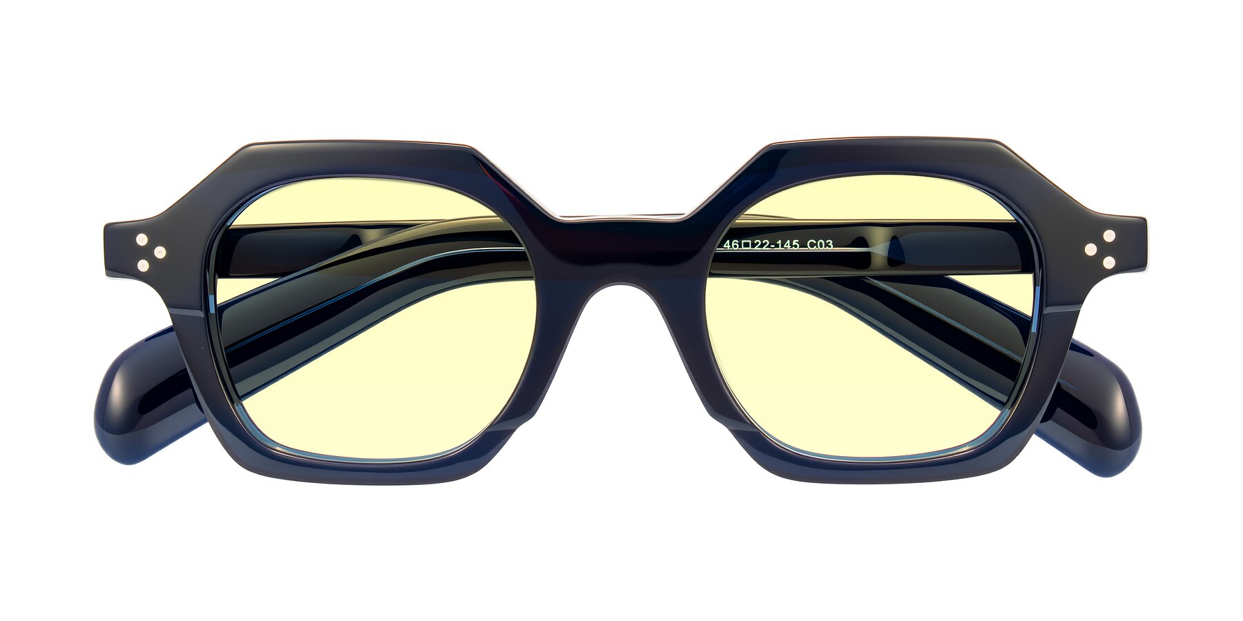 Folded Front of Antrim in Dark Black Blue with Light Yellow Tinted Lenses