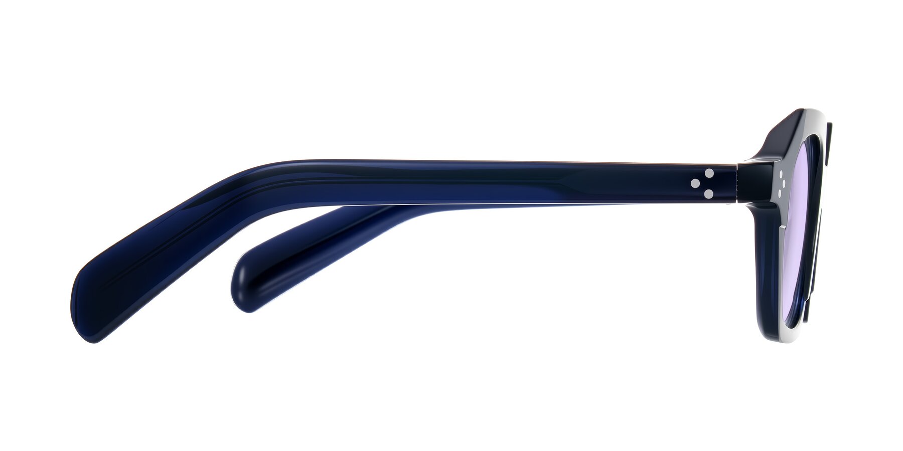 Side of Antrim in Dark Black Blue with Light Purple Tinted Lenses