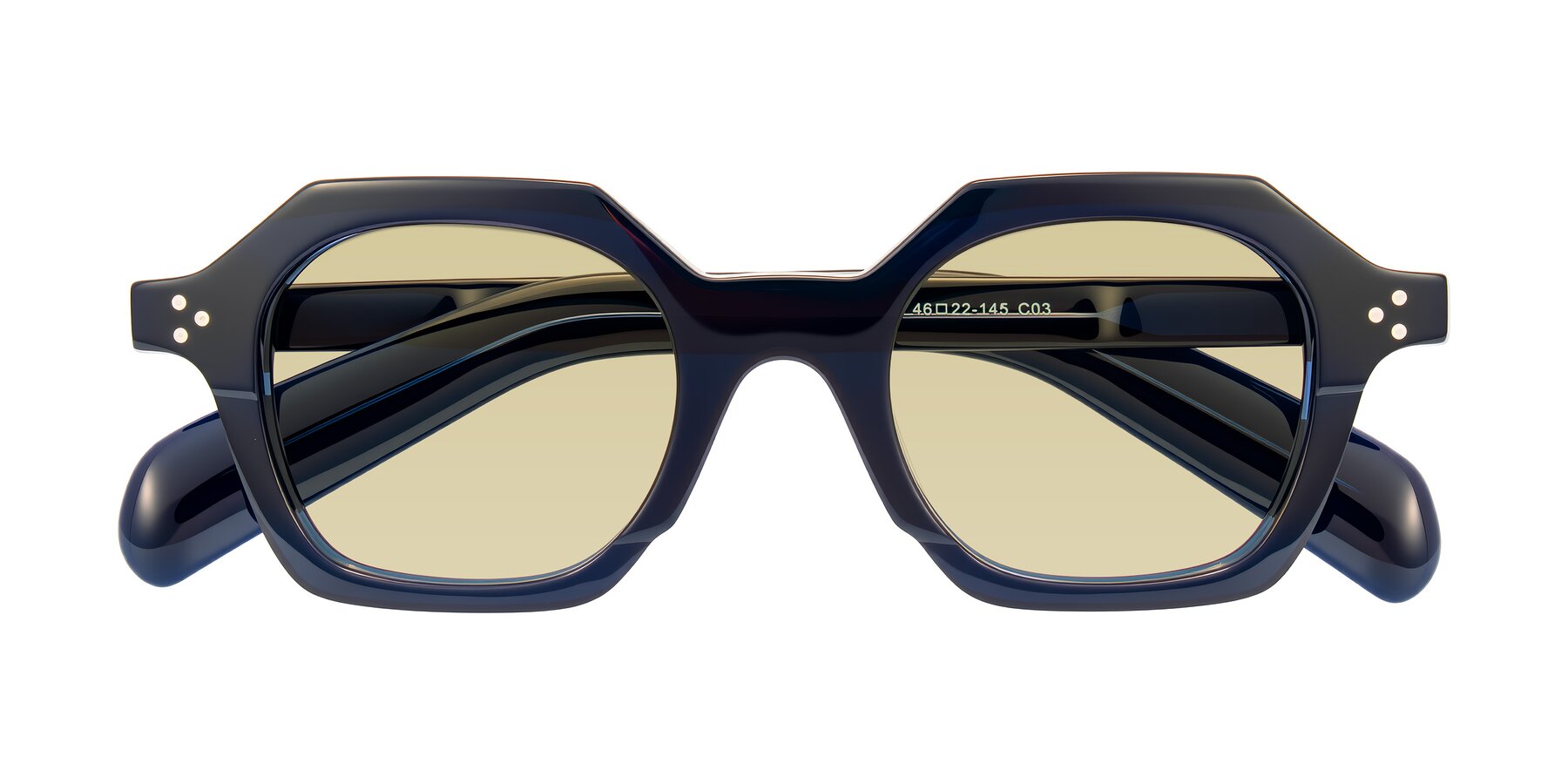 Folded Front of Antrim in Dark Black Blue with Light Champagne Tinted Lenses
