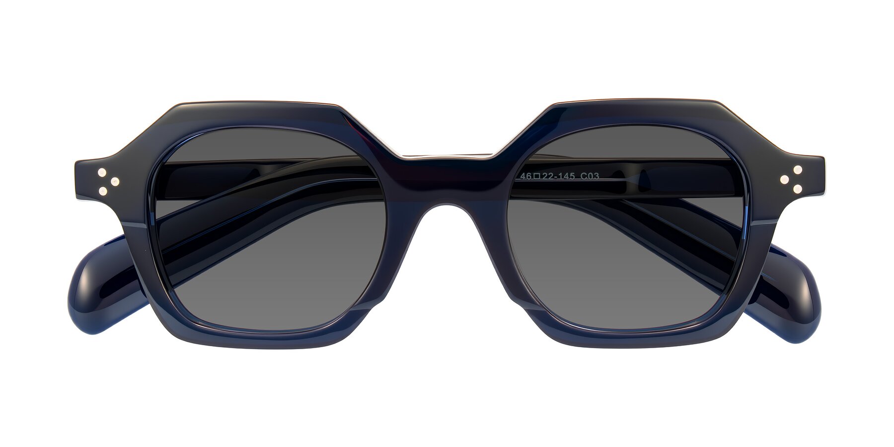 Folded Front of Antrim in Dark Black Blue with Medium Gray Tinted Lenses