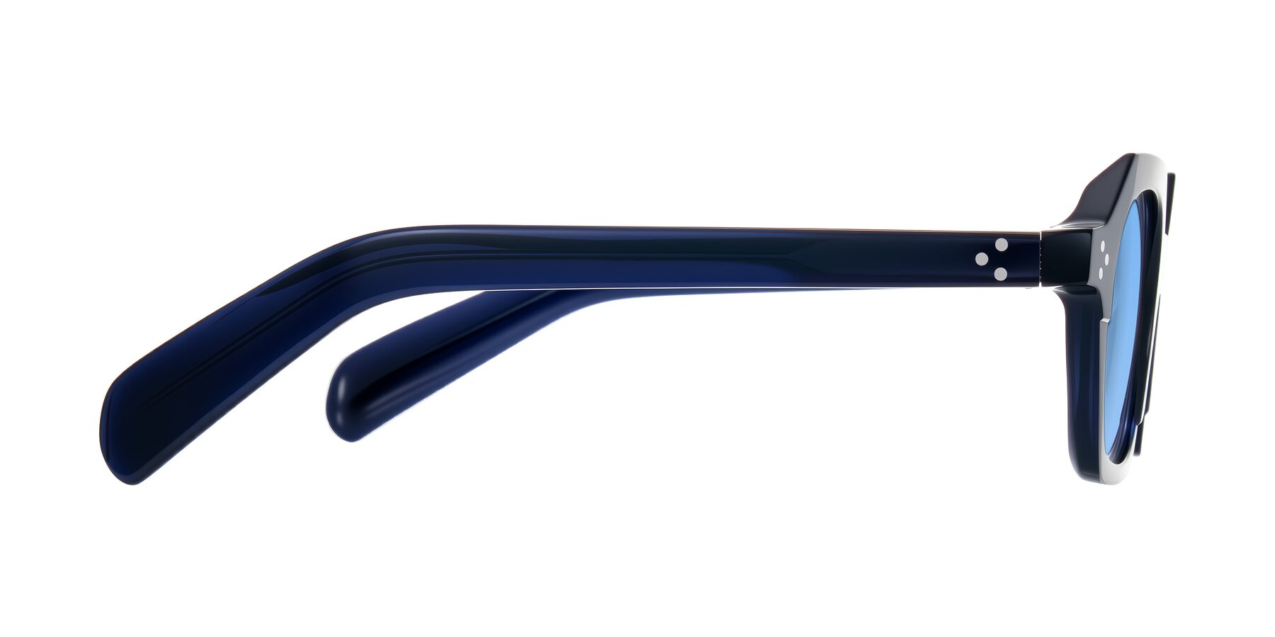 Side of Antrim in Dark Black Blue with Medium Blue Tinted Lenses