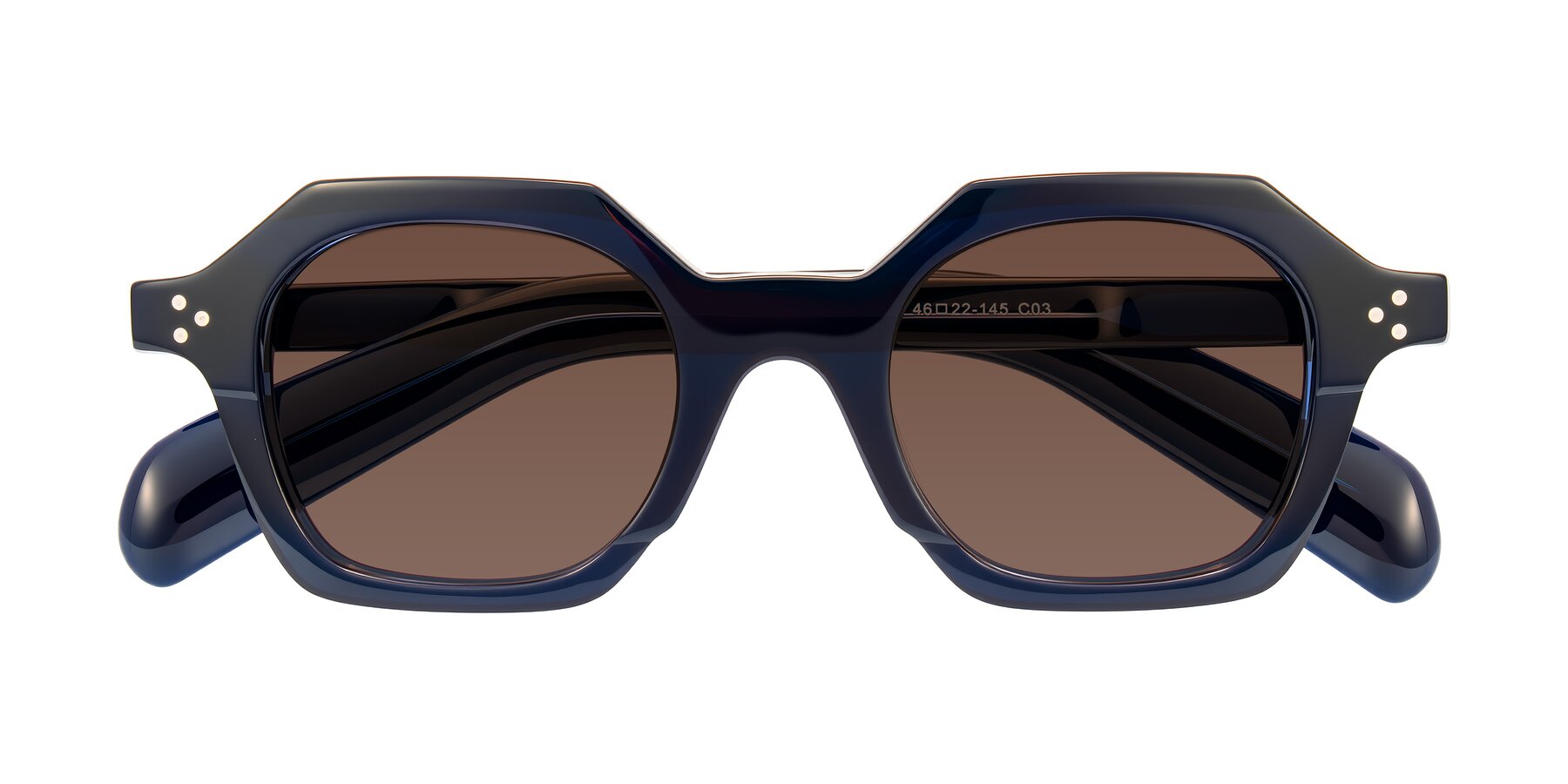 Folded Front of Antrim in Dark Black Blue with Brown Tinted Lenses