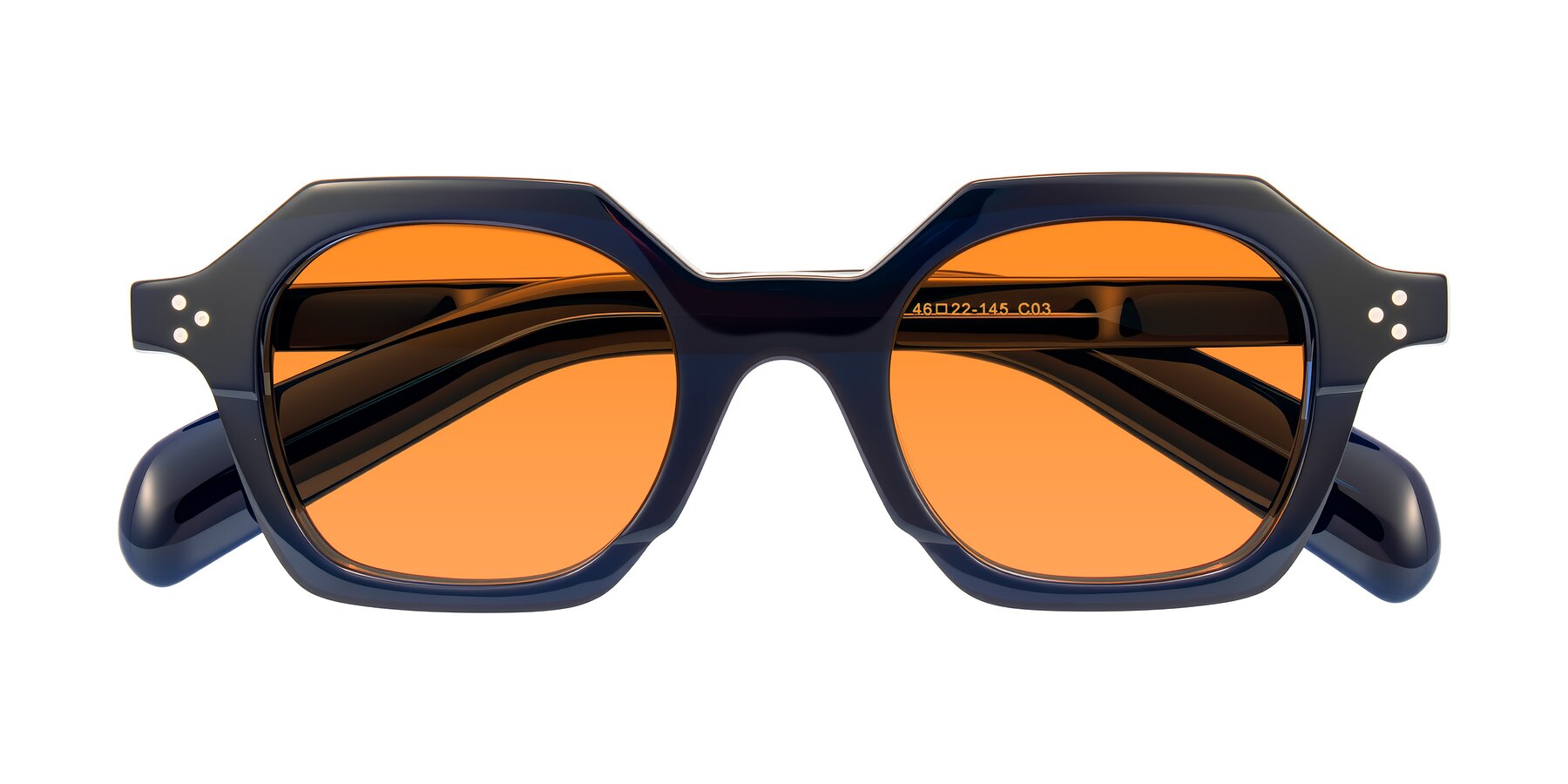 Folded Front of Antrim in Dark Black Blue with Orange Tinted Lenses