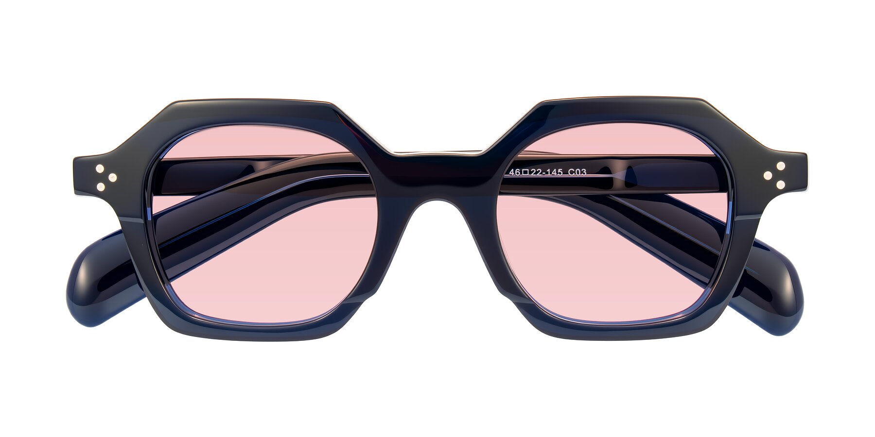 Folded Front of Antrim in Dark Black Blue with Light Garnet Tinted Lenses