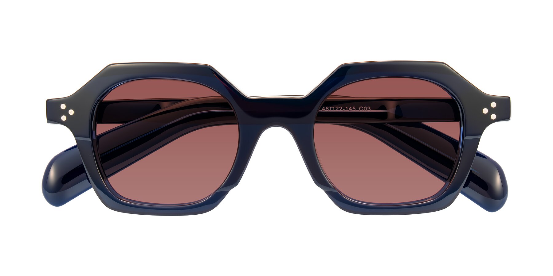 Folded Front of Antrim in Dark Black Blue with Garnet Tinted Lenses