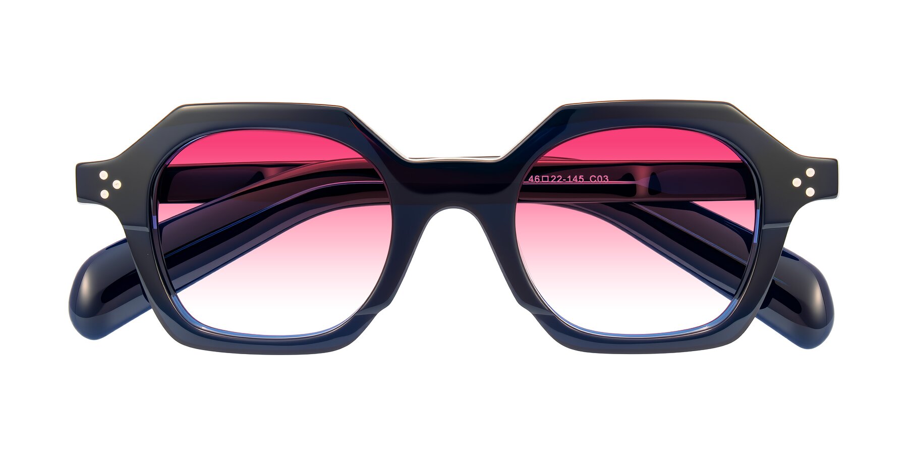 Folded Front of Antrim in Dark Black Blue with Pink Gradient Lenses