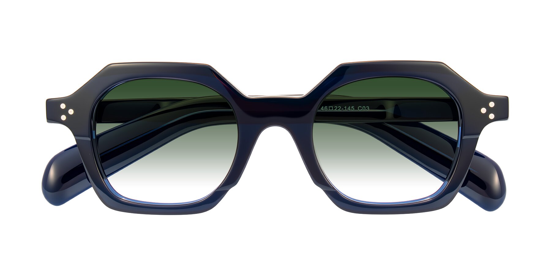 Folded Front of Antrim in Dark Black Blue with Green Gradient Lenses