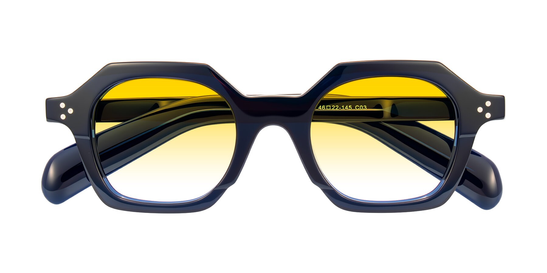 Folded Front of Antrim in Dark Black Blue with Yellow Gradient Lenses