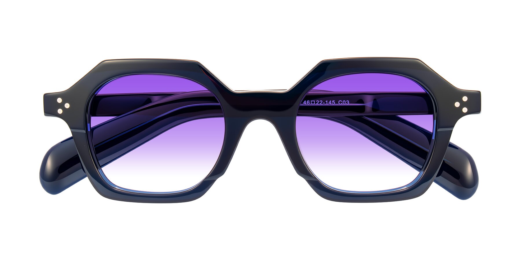 Folded Front of Antrim in Dark Black Blue with Purple Gradient Lenses